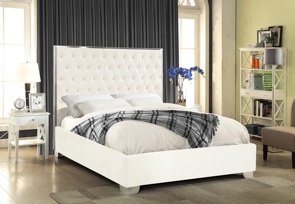 Lexi White Velvet Full Bed - All Brands Furniture (NJ)