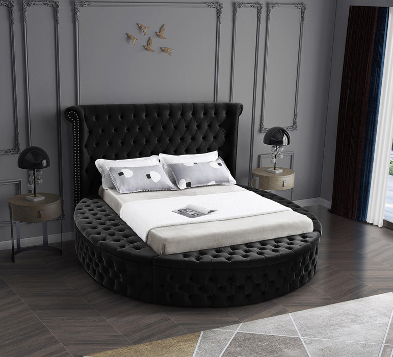 Luxus Black Velvet Queen Bed (3 Boxes) - All Brands Furniture (NJ)