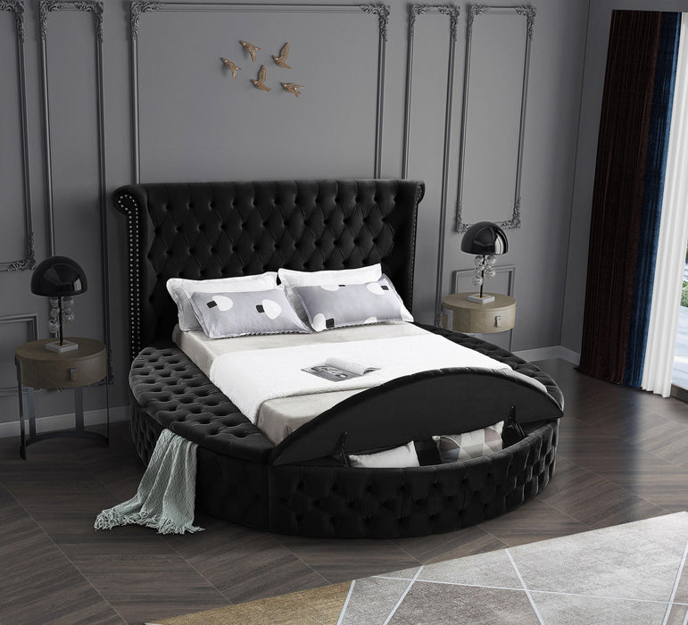 Luxus Black Velvet King Bed (3 Boxes) - All Brands Furniture (NJ)