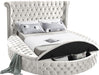 Luxus Cream Velvet Queen Bed (3 Boxes) - All Brands Furniture (NJ)