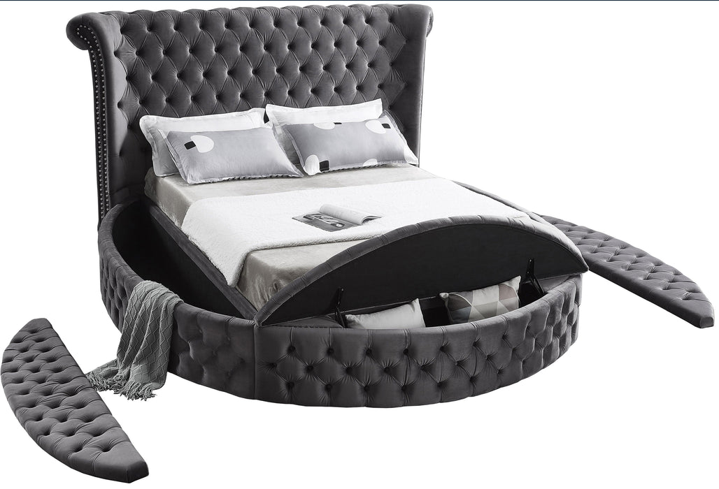 Luxus Grey Velvet Queen Bed (3 Boxes) - All Brands Furniture (NJ)