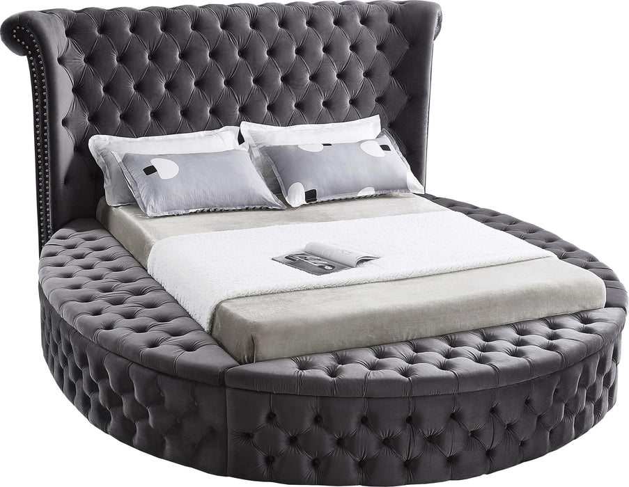Luxus Grey Velvet Queen Bed (3 Boxes) - All Brands Furniture (NJ)