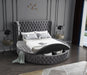 Luxus Grey Velvet Queen Bed (3 Boxes) - All Brands Furniture (NJ)
