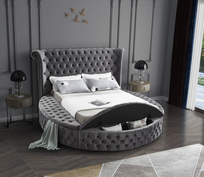 Luxus Grey Velvet Queen Bed (3 Boxes) - All Brands Furniture (NJ)