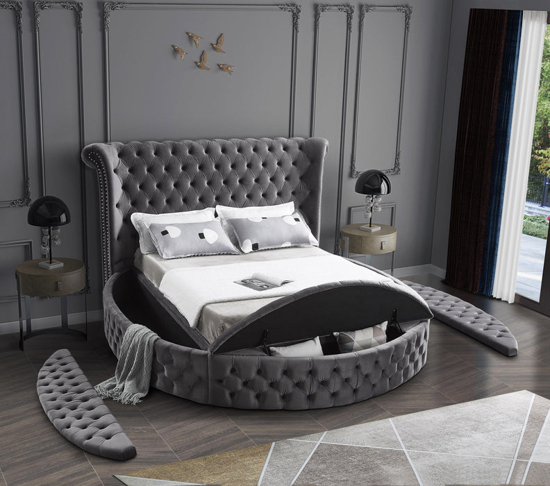 Luxus Grey Velvet Queen Bed (3 Boxes) - All Brands Furniture (NJ)