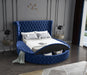 Luxus Navy Velvet Queen Bed (3 Boxes) - All Brands Furniture (NJ)