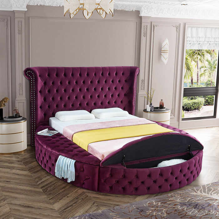 Luxus Purple Velvet Queen Bed - All Brands Furniture (NJ)