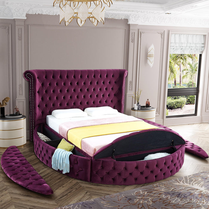 Luxus Purple Velvet Queen Bed - All Brands Furniture (NJ)