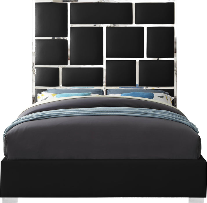 Milan Black Faux Leather Queen Bed - All Brands Furniture (NJ)