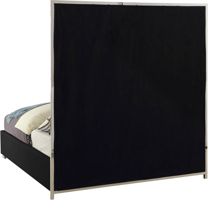 Milan Black Faux Leather Queen Bed - All Brands Furniture (NJ)