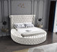 Luxus Cream Velvet Queen Bed (3 Boxes) - All Brands Furniture (NJ)
