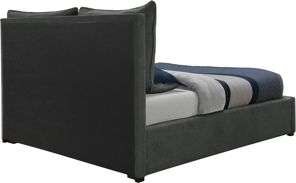 Misha Pepper Black Polyester Fabric Queen Bed (3 Boxes) - All Brands Furniture (NJ)