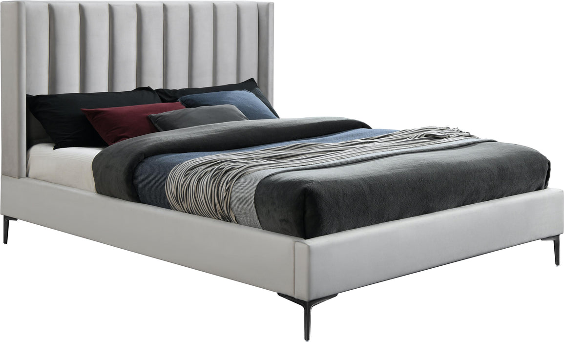 Nadia Cream Velvet Queen Bed - All Brands Furniture (NJ)