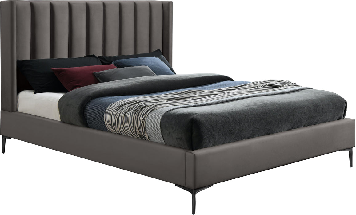 Nadia Grey Velvet Queen Bed - All Brands Furniture (NJ)