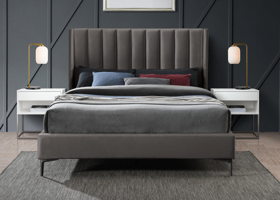 Nadia Grey Velvet Queen Bed - All Brands Furniture (NJ)