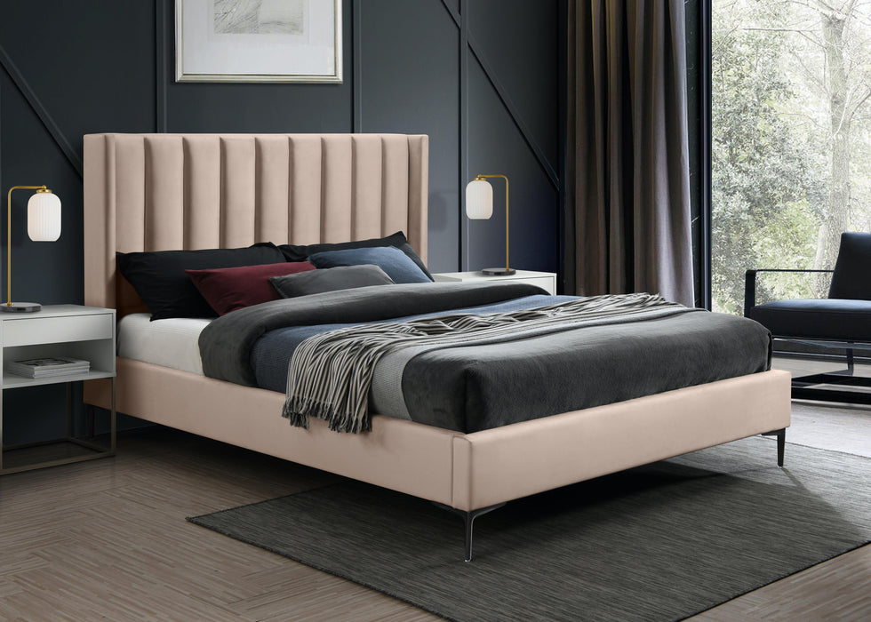 Nadia Pink Velvet Queen Bed - All Brands Furniture (NJ)