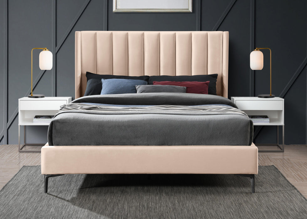 Nadia Pink Velvet Queen Bed - All Brands Furniture (NJ)