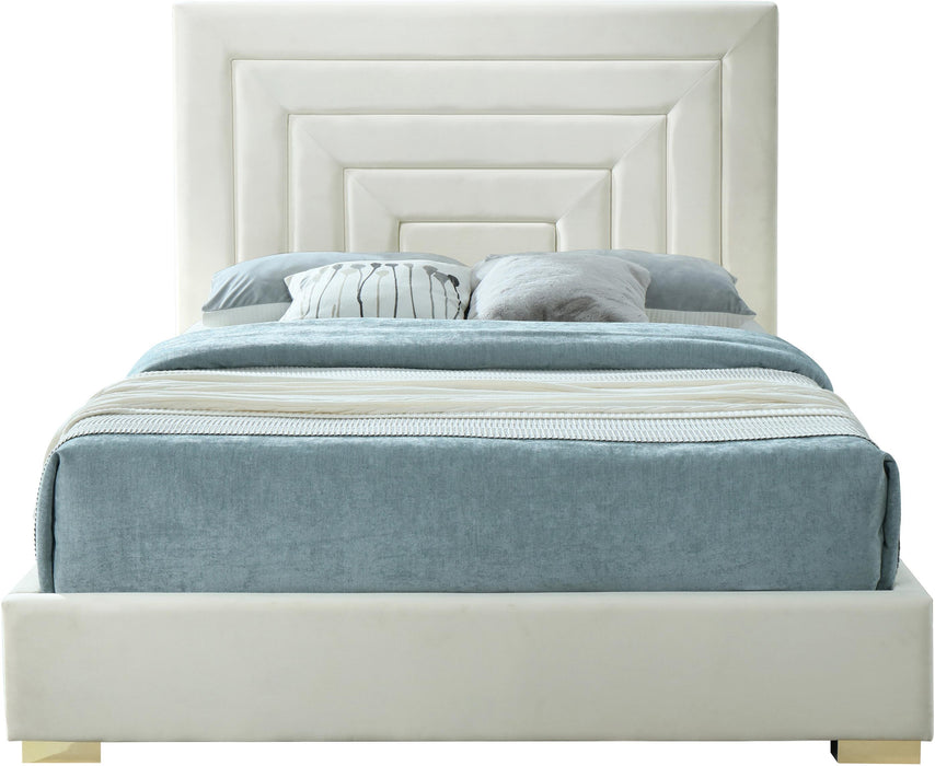 Nora Cream Velvet Full Bed - All Brands Furniture (NJ)
