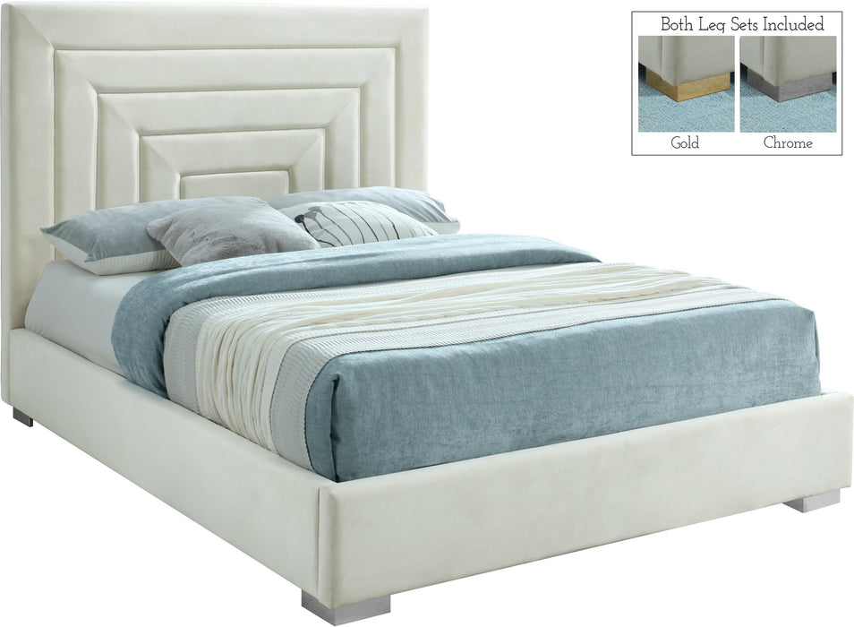 Nora Cream Velvet King Bed - All Brands Furniture (NJ)