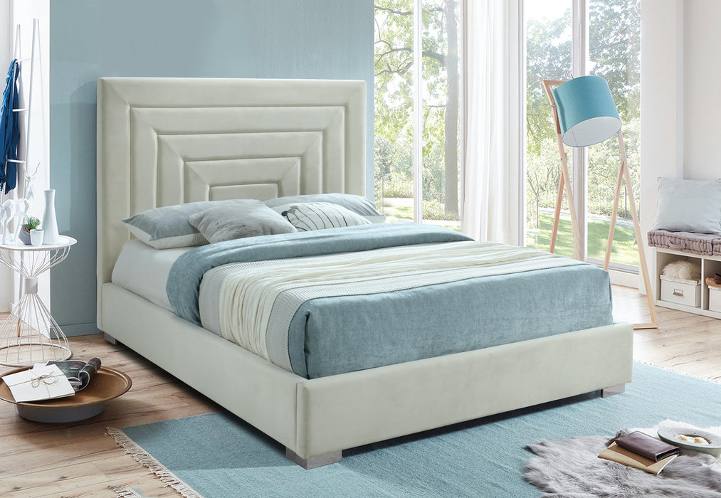 Nora Cream Velvet Queen Bed