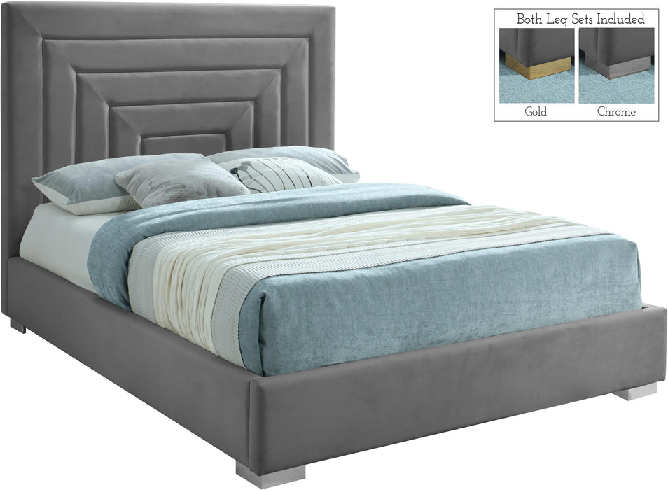 Nora Grey Velvet King Bed - All Brands Furniture (NJ)