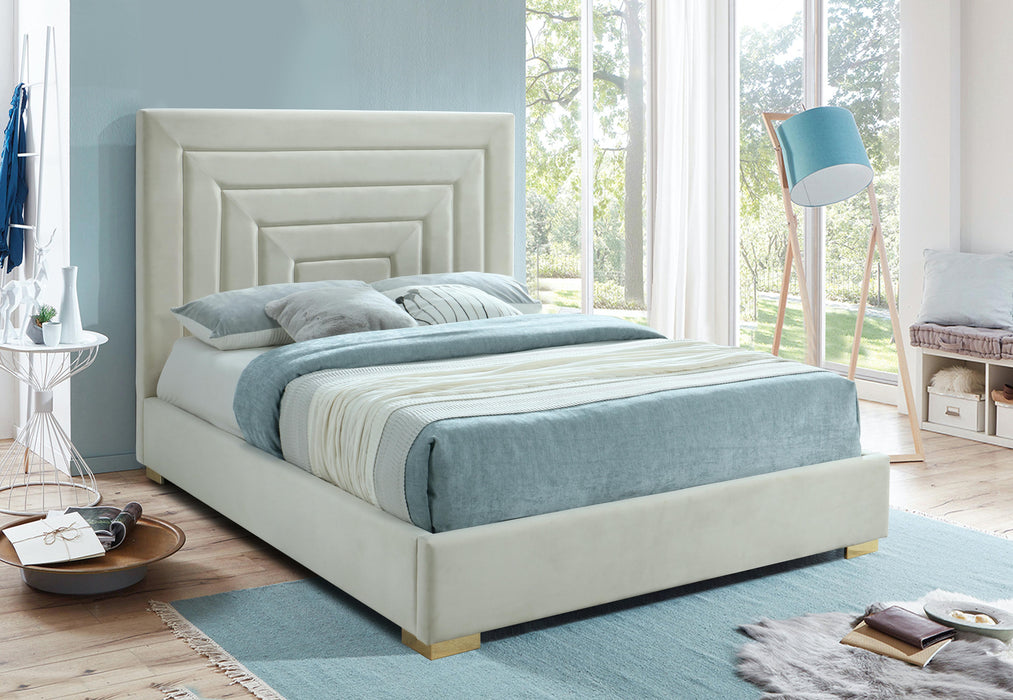Nora Cream Velvet King Bed - All Brands Furniture (NJ)