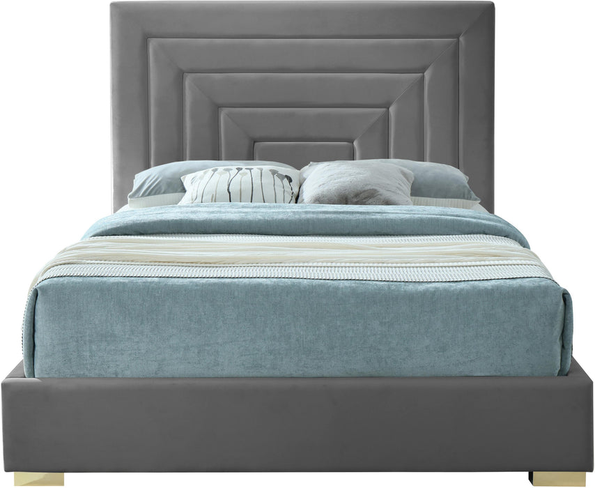 Nora Grey Velvet Queen Bed - All Brands Furniture (NJ)