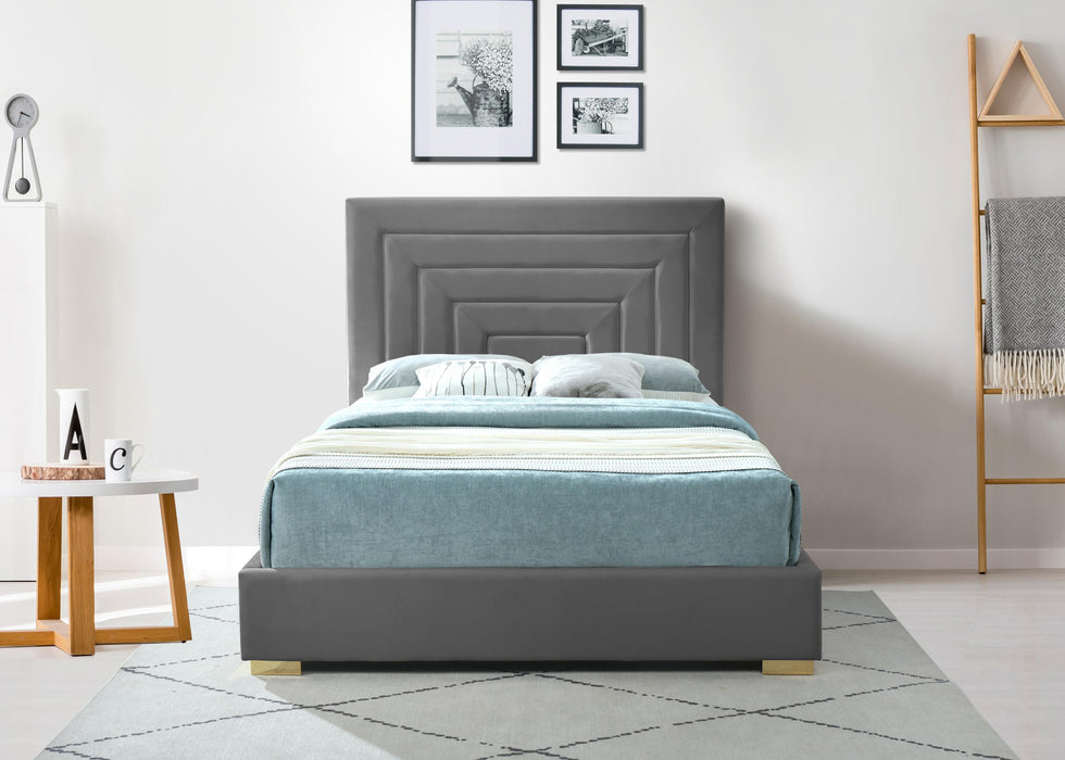 Nora Grey Velvet Queen Bed - All Brands Furniture (NJ)