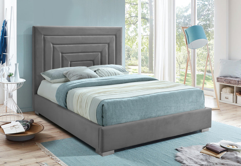 Nora Grey Velvet Queen Bed - All Brands Furniture (NJ)