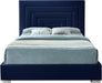 Nora Navy Velvet Queen Bed - All Brands Furniture (NJ)