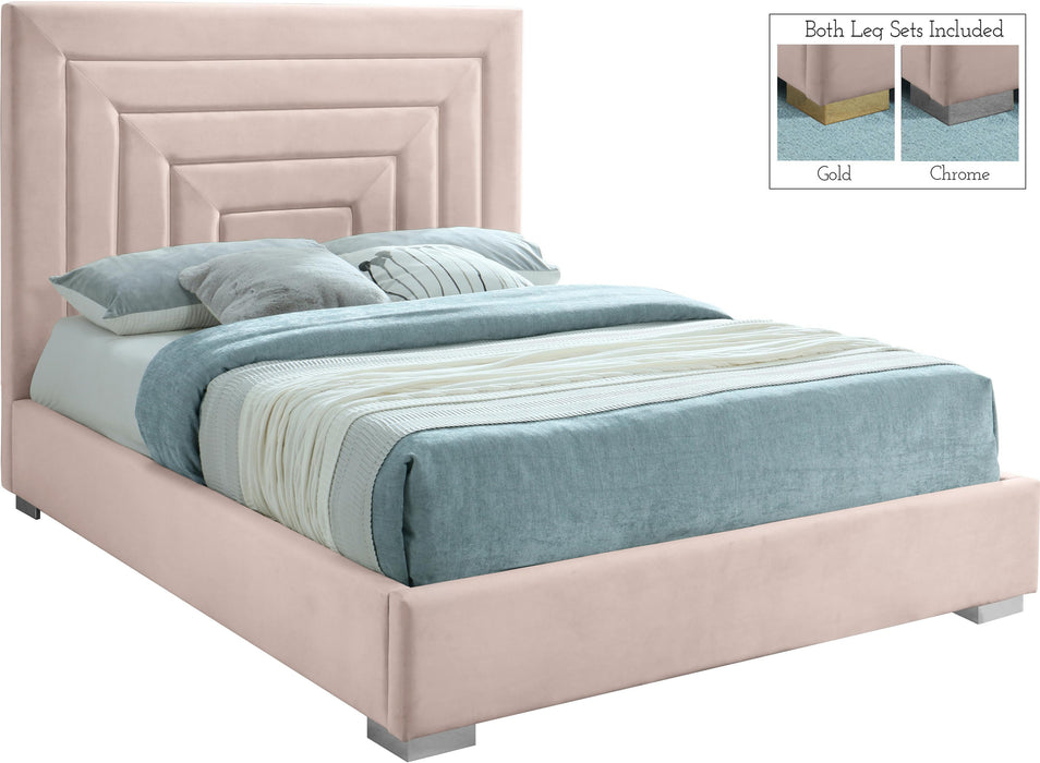 Nora Pink Velvet King Bed - All Brands Furniture (NJ)