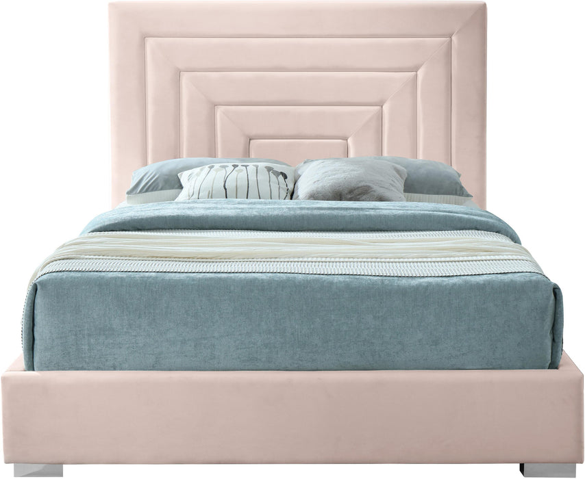 Nora Pink Velvet King Bed - All Brands Furniture (NJ)