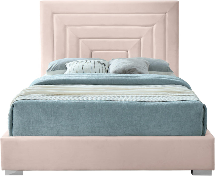 Nora Pink Velvet Queen Bed - All Brands Furniture (NJ)