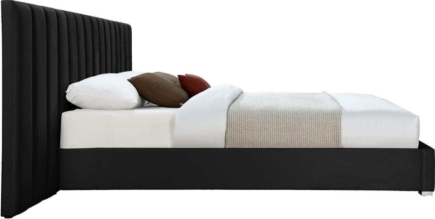 Pablo Black Velvet Queen Bed - All Brands Furniture (NJ)