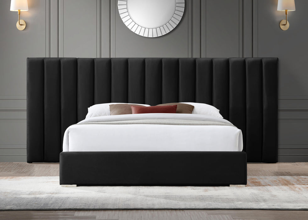 Pablo Black Velvet Queen Bed - All Brands Furniture (NJ)