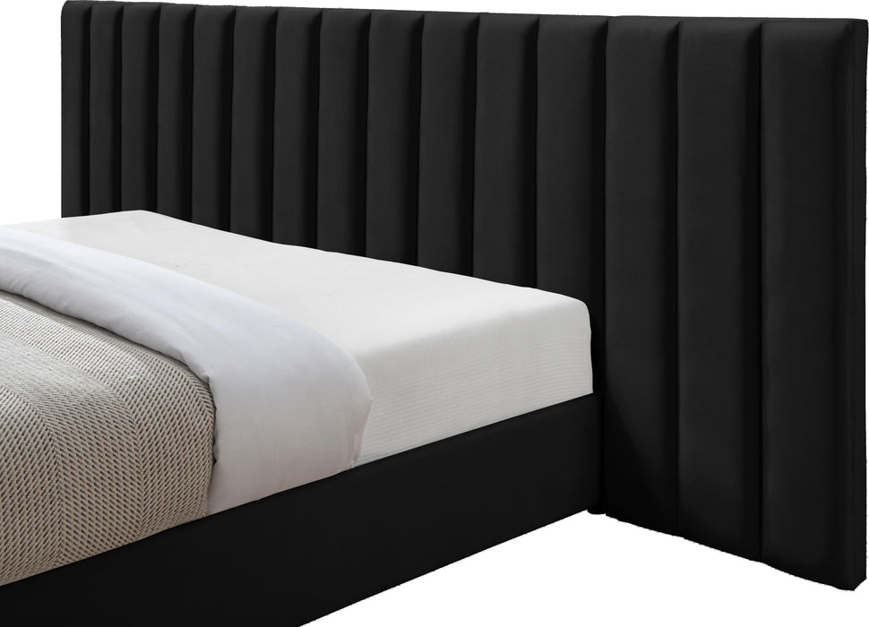 Pablo Black Velvet Queen Bed - All Brands Furniture (NJ)