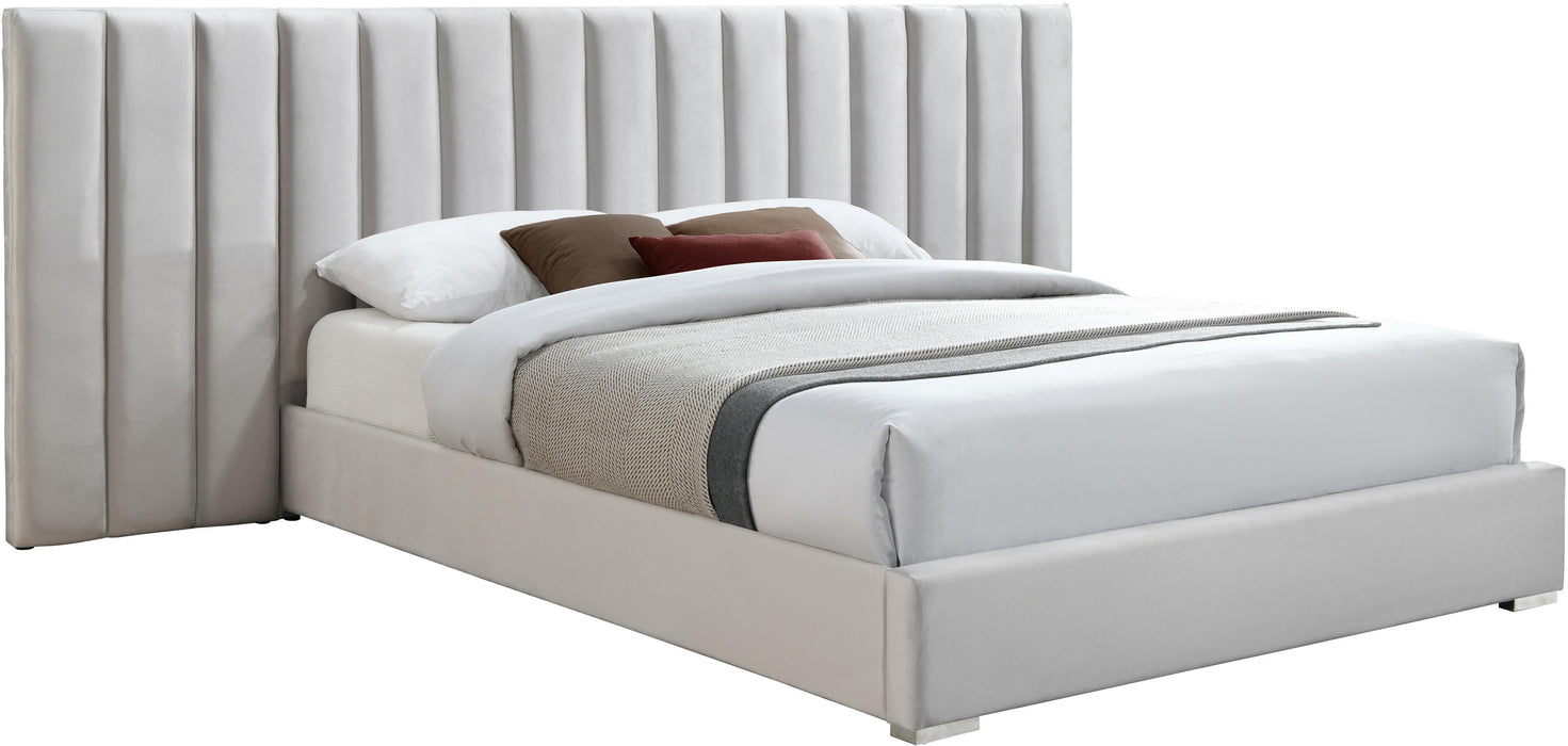 Pablo Cream Velvet Queen Bed - All Brands Furniture (NJ)