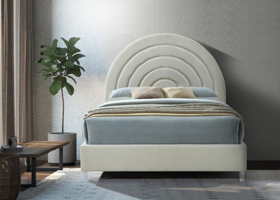 Rainbow Cream Velvet Queen Bed - All Brands Furniture (NJ)