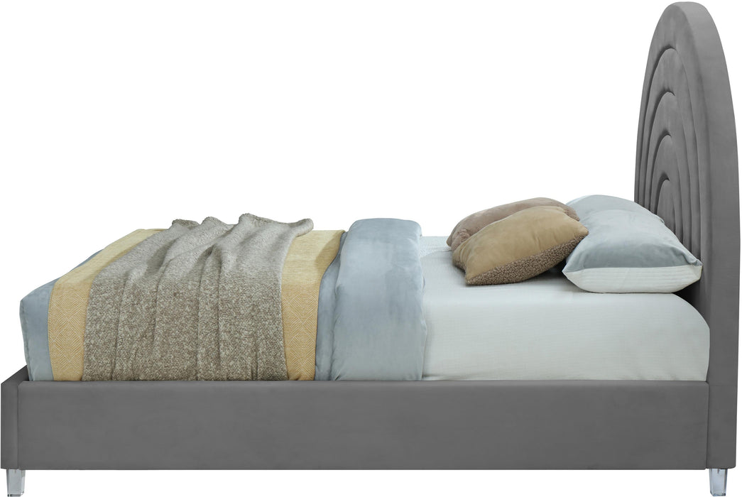 Rainbow Grey Velvet Full Bed - All Brands Furniture (NJ)