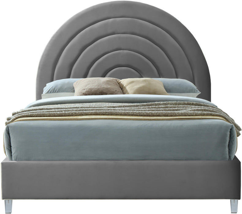 Rainbow Grey Velvet Full Bed - All Brands Furniture (NJ)