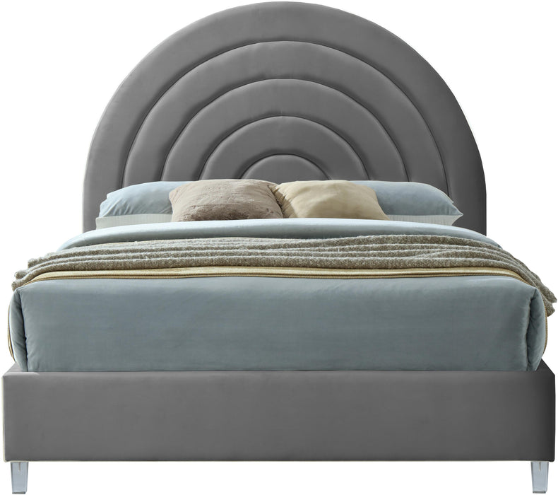 Rainbow Grey Velvet King Bed - All Brands Furniture (NJ)
