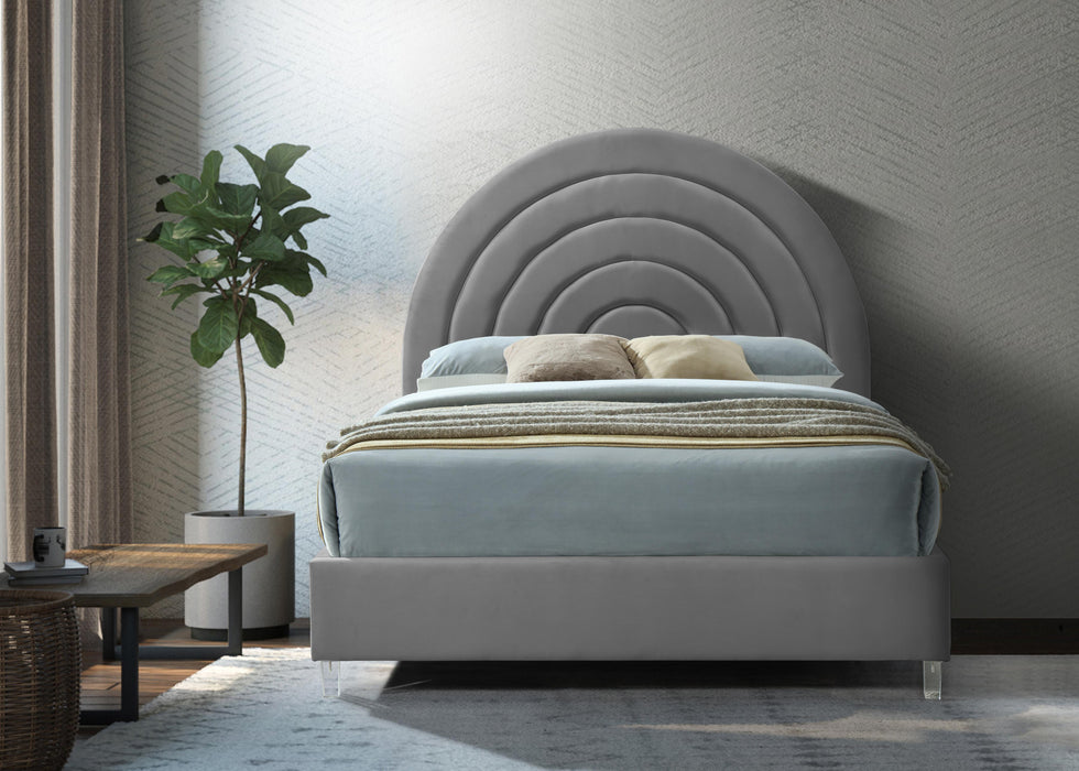 Rainbow Grey Velvet King Bed - All Brands Furniture (NJ)