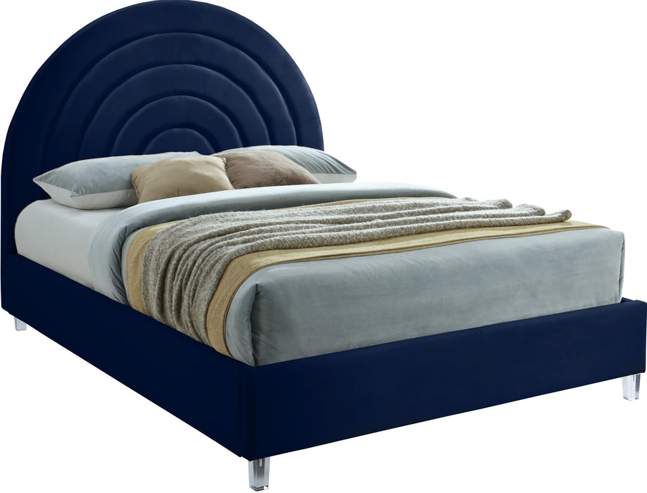 Rainbow Navy Velvet King Bed - All Brands Furniture (NJ)