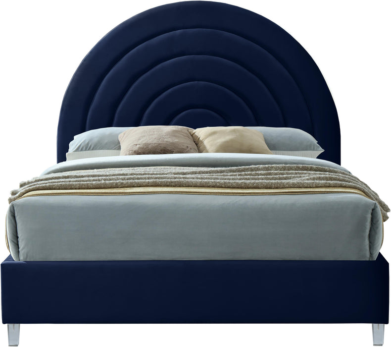 Rainbow Navy Velvet King Bed - All Brands Furniture (NJ)