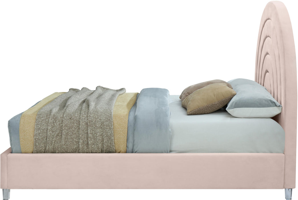 Rainbow Pink Velvet Full Bed - All Brands Furniture (NJ)