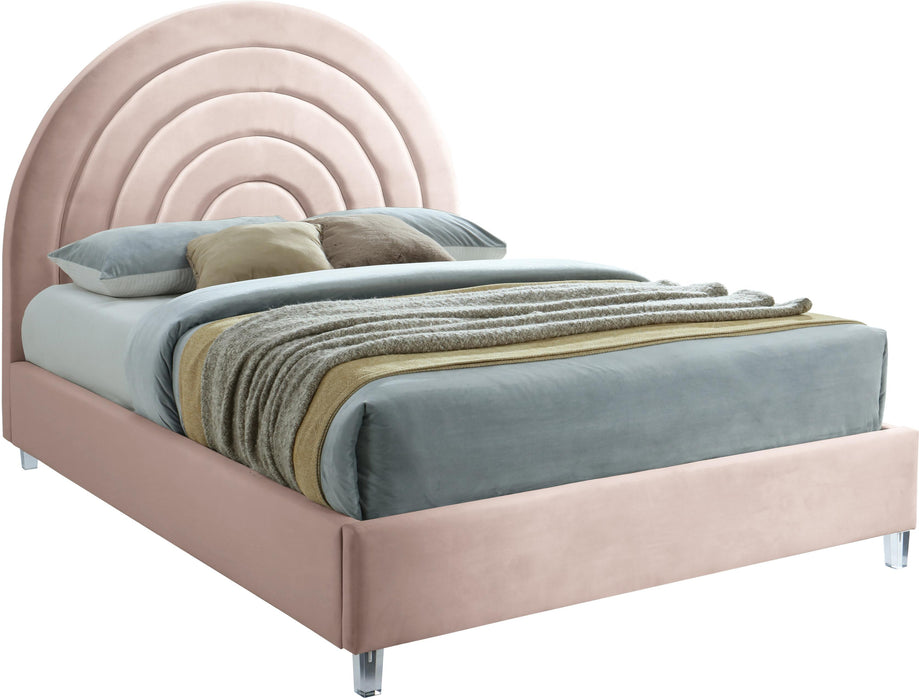 Rainbow Pink Velvet King Bed - All Brands Furniture (NJ)