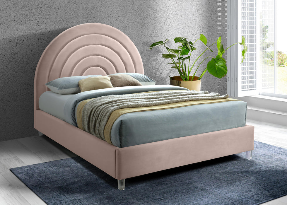 Rainbow Pink Velvet Full Bed - All Brands Furniture (NJ)