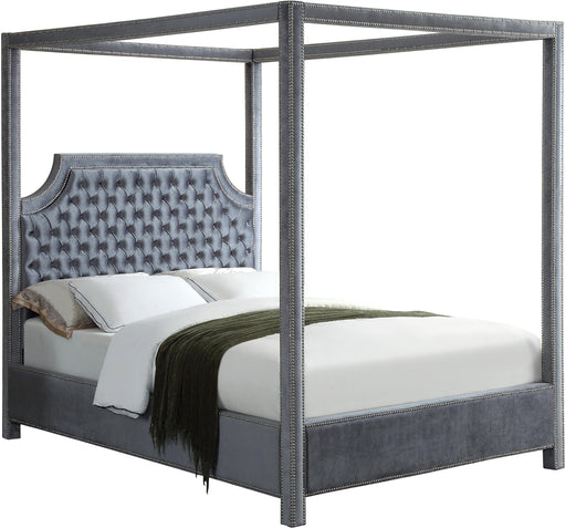 Rowan Grey Velvet Queen Bed (3 Boxes) image