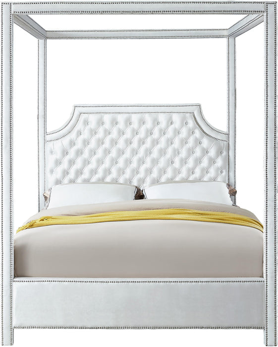 Rowan White Velvet Queen Bed (3 Boxes) - All Brands Furniture (NJ)