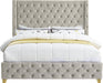 Savan Cream Velvet King Bed - All Brands Furniture (NJ)